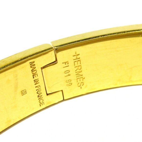 Auth HERMES Clic H Gold White Orange Hardware Bangle - Picture 5 of 7